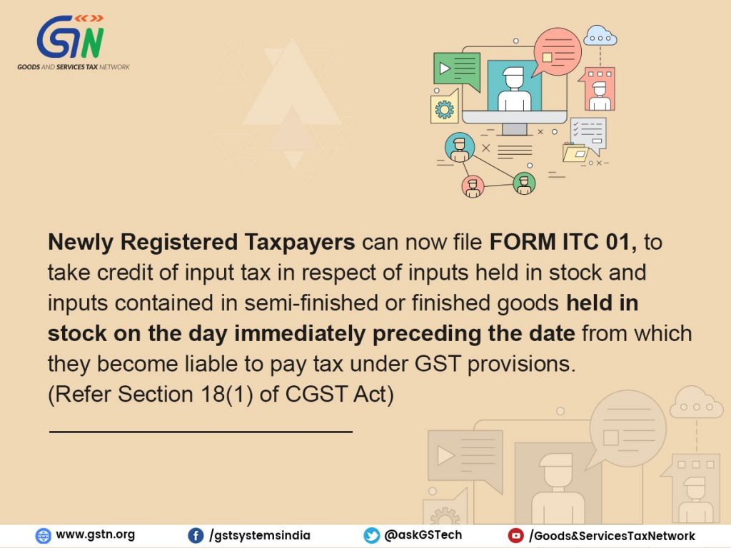 ITC-01 enabled on GST portal for availing ITC in various cases - Tax Grid